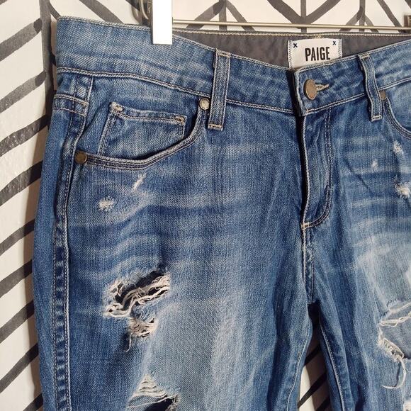 Paige Jeans Jimmy Jimmy Crop distressed patchwork boho - Picture 5 of 6